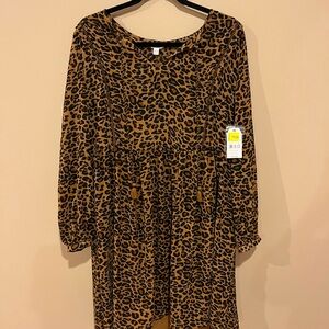 Time and Tru NWT Leopard print stunning long sleeve dress